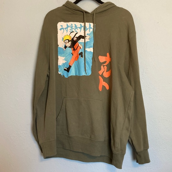 VTG Naruto Shippuden Mens Sz 2XL Graphic Kanji Anime Pullover Hooded Sweatshirt - Picture 2 of 12